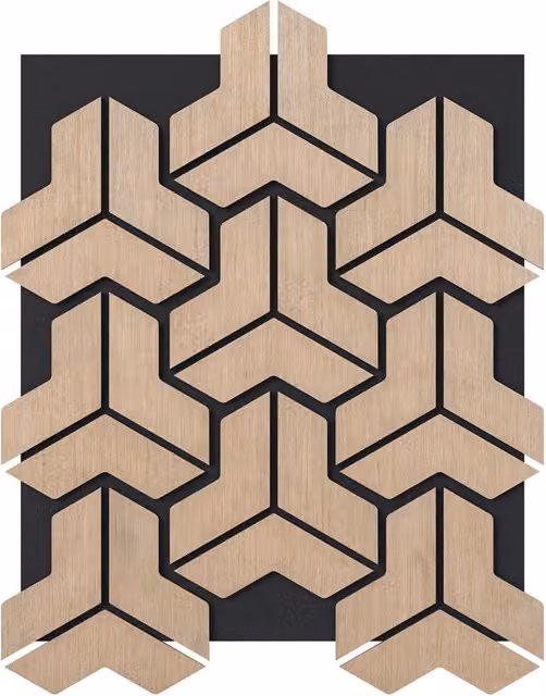 Set 4 pannelli acustici 83x65cm 27 tavole legno irregolari fonoassorbenti, Pannelli riduzione rumore decorazione soffitto parete
