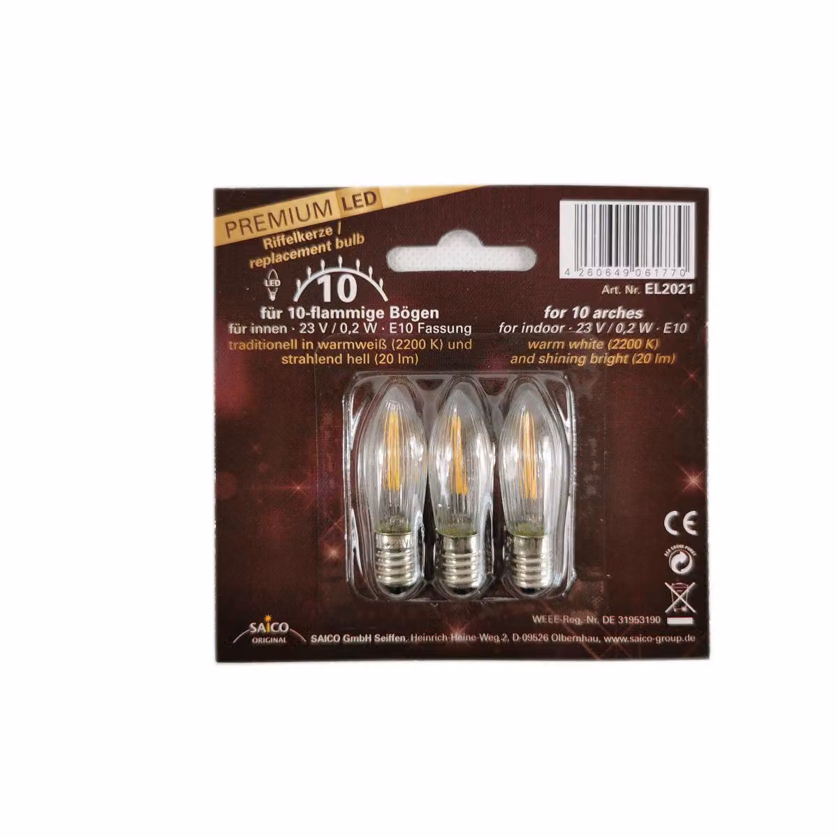 Lampadina di ricambio a LED Saico, E 10, 23 V, 0,2 W