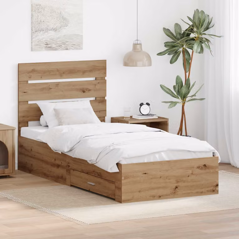Struttura del letto con cassetto vidaXL in legno color marrone, L 90 x P 190 cm
