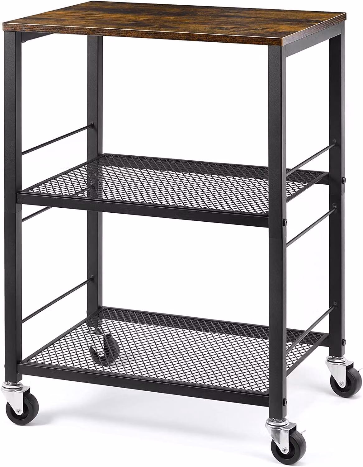 Carrello a tre piani, carrello da portata rustico, robusta unità di stoccaggio