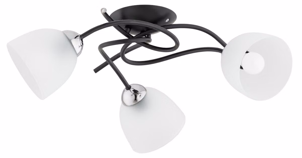 Lampada da soffitto VERWIL bianco-nero-cromata 3xE27x15W in metallo, dimensioni: 21,5x56x56 cm, IP20, Alfa