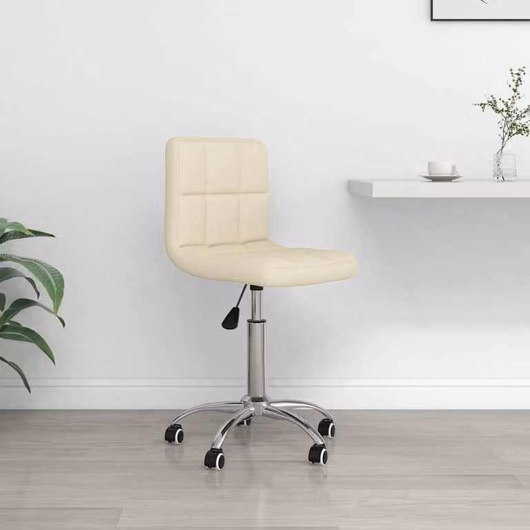 Sedia da ufficio girevole vidaXL in tessuto beige con base in metallo e ruote