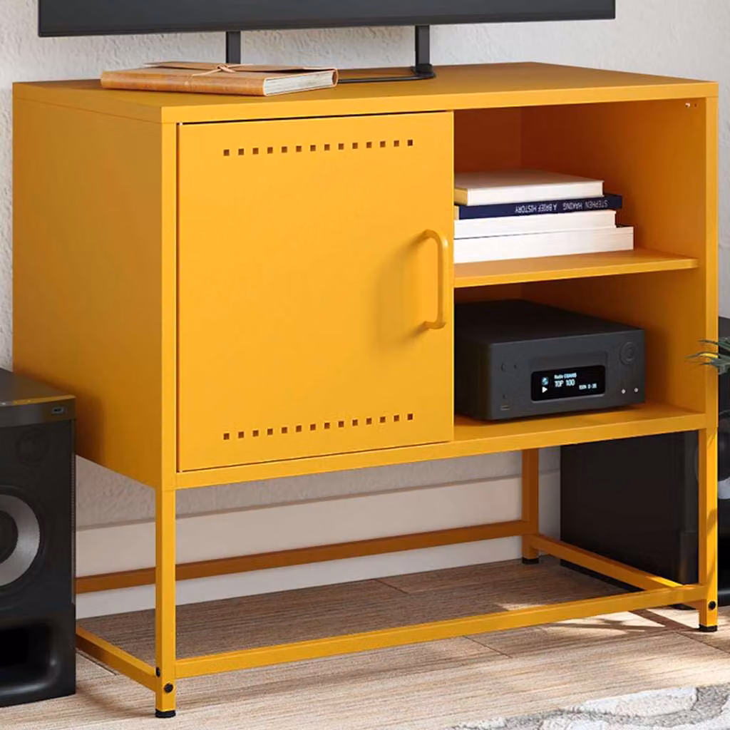 Mobile TV vidaXL in acciaio giallo, L 68 cm, P 39 cm, H 60,5 cm