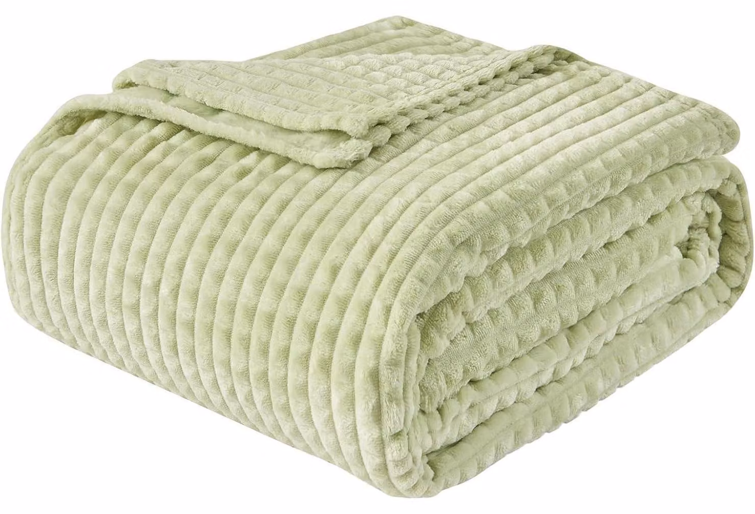 Coperta calda e soffice, effetto 3D, 200x230 cm, colore verde avocado, in sherpa e flanella