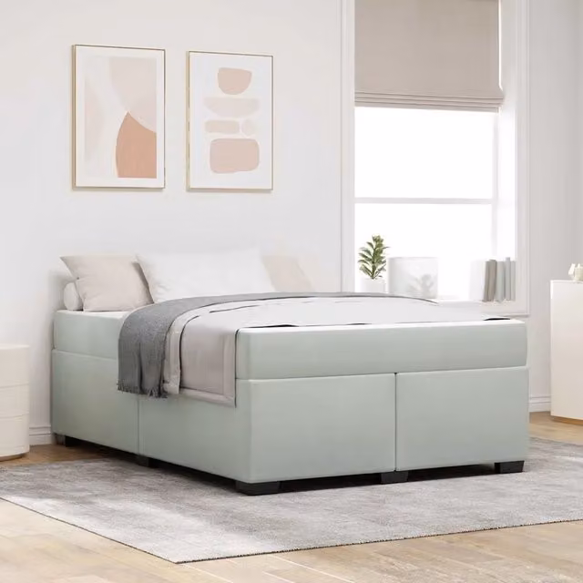 Struttura letto matrimoniale vidaXL in tessuto grigio con telaio imbottito L/P/H: 200 x 140 x 66 cm
