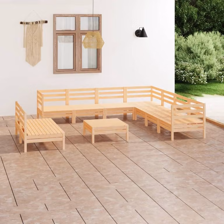 The Living Store Set da salotto da giardino in pino massiccio da 10 pezzi