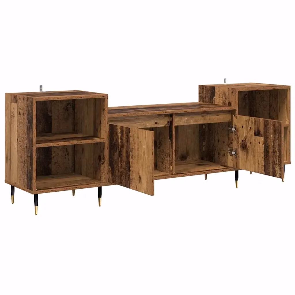 Mobile porta TV moderno HELLOSHOP26 in legno composito anticato marrone con vano contenitore L: 160 cm, P: 35 cm, H: 55 cm – 2