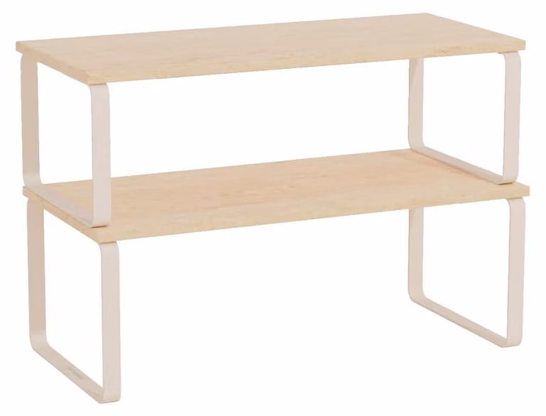 Set di 2 scaffali per spezie - Estensibili e impilabili - Organizzatore da cucina in legno e metallo