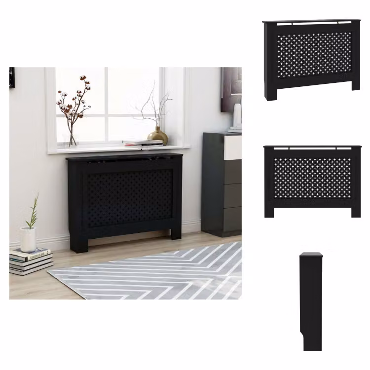 vidaXL Rivestimento per radiatori nero 112 x 19 x 81 cm MDF - Accessori per radiatori