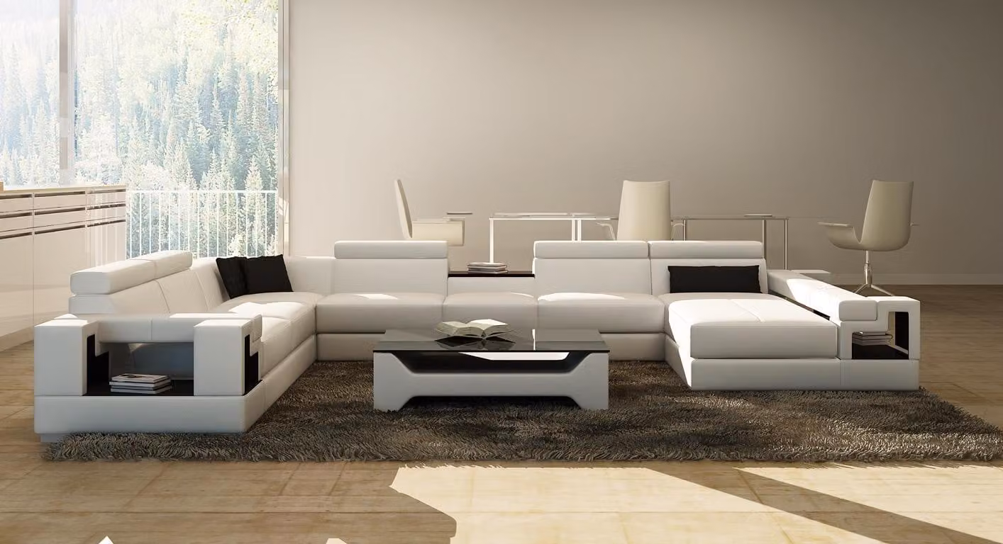 Ledersofa Couch Wohnlandschaft Ecksofa Eck Garnitur Design Modern Sofa 6138