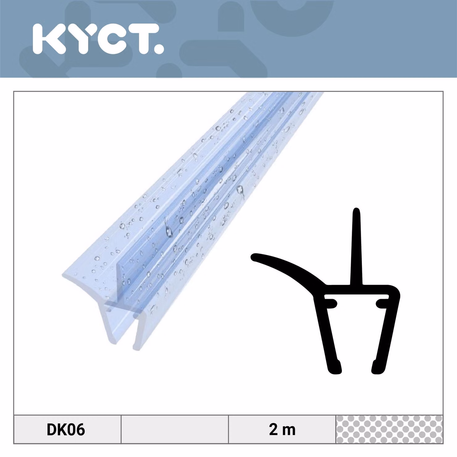 Guarnizione per doccia 6-7 mm, vetro 10 x 2 m – Guarnizione di ricambio in PVC per porta doccia, guarnizione per cabina doccia DK06
