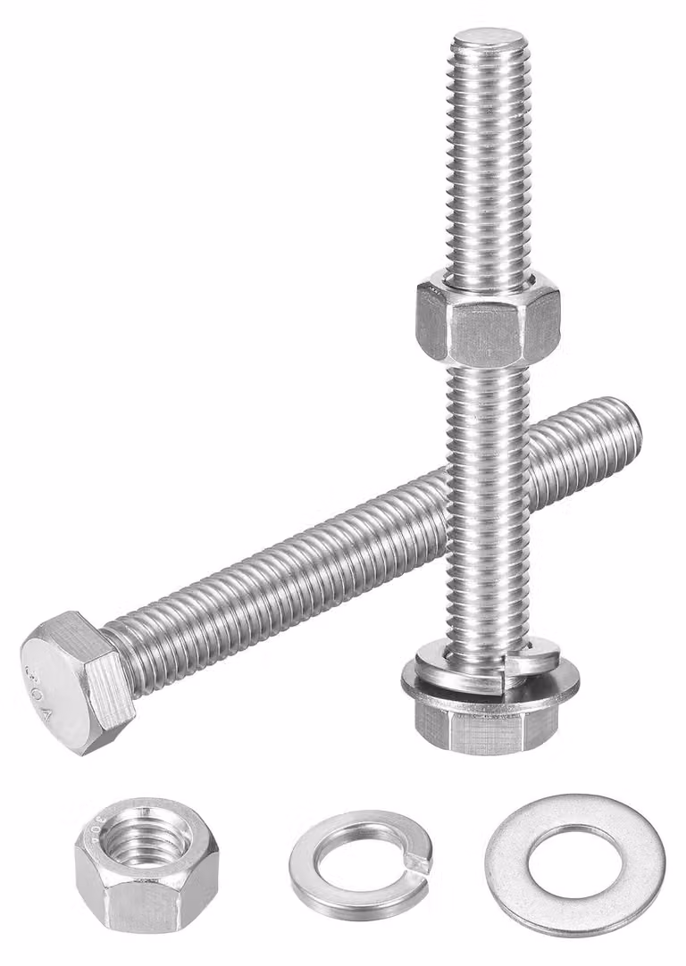 Solidchoice - Set di 10 viti esagonali in acciaio inossidabile con dadi e rondelle