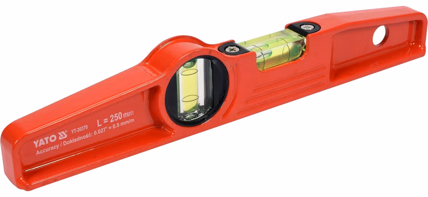 Livella a bolla da 25 cm, con 2 fiale trapezoidali