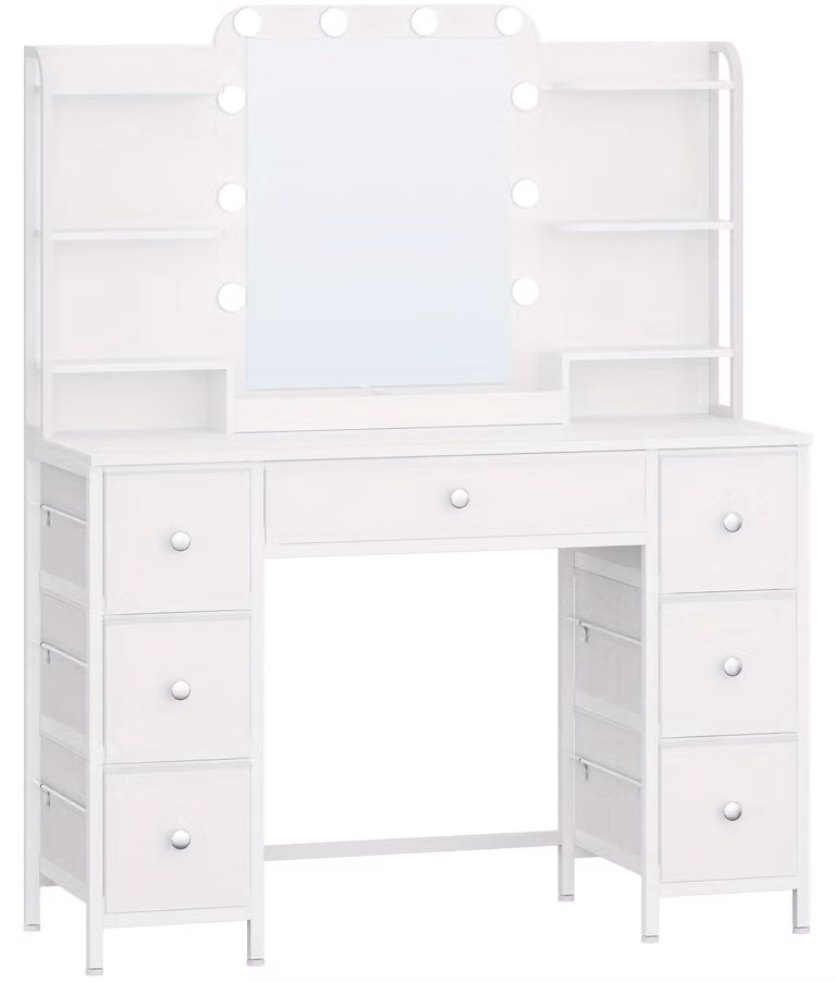 Tavolino da trucco - Specchio da bagno - Tavolino per il trucco - Cassettiera per gioielli - Tavolino per il trucco professionale - Illuminazione a LED - Grande specchio HD