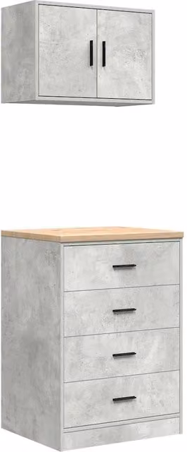 Set di 2 Armadi da Garage DESIGN IN in Legno di Pino Grigio Cemento CFW9303440