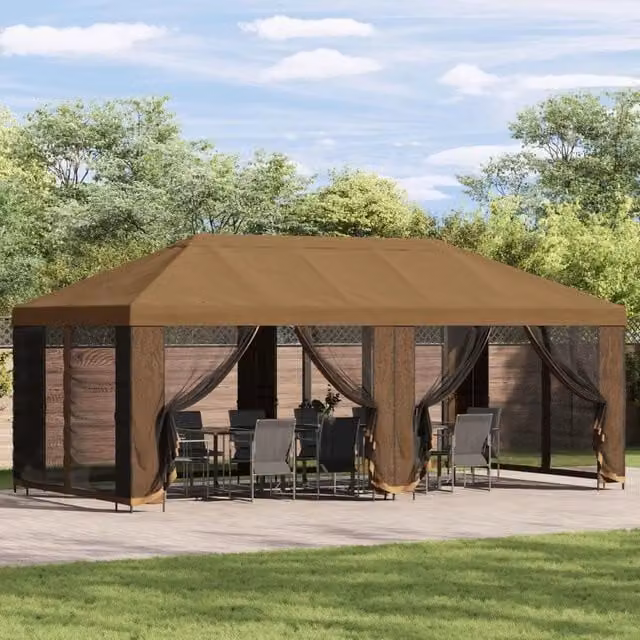 Gazebo da giardino con pareti laterali 6 x 3 m Beige 3376019