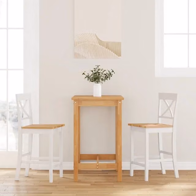 Set di 2 sgabelli da bar bianchi moderni in legno di Hevea laccato vidaXL