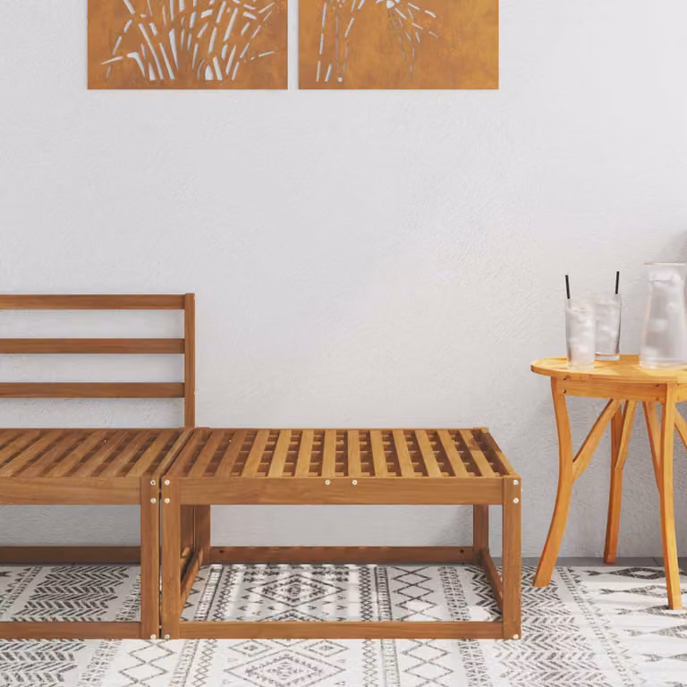 Poggiapiedi da esterno vidaXL in legno di acacia marrone, L 79 cm x P 79 cm x H 37 cm