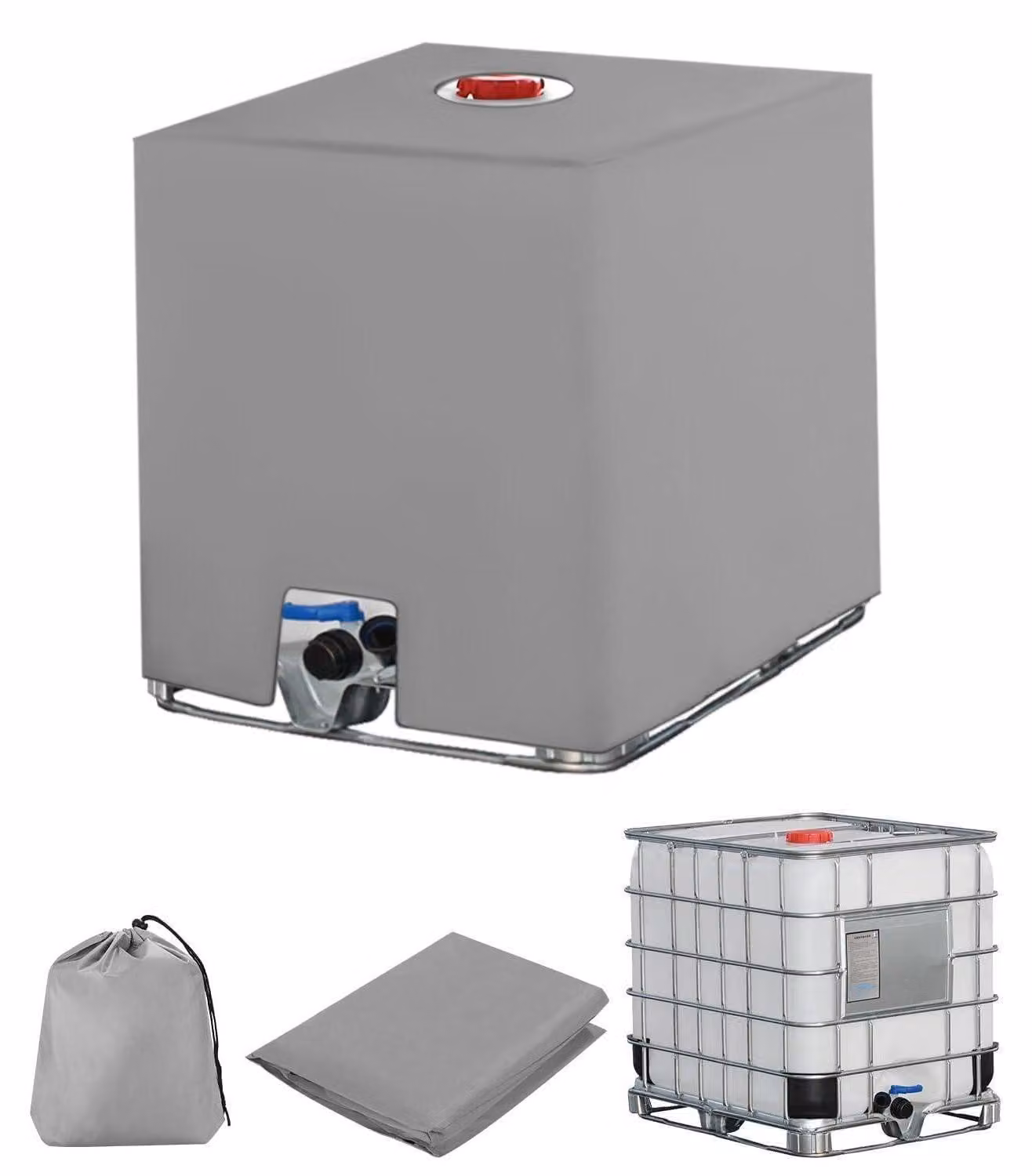 Copertura per serbatoio IBC da 1000 litri, con protezione UV, realizzata in tessuto Oxford 210D, dimensioni 120x100x116 cm