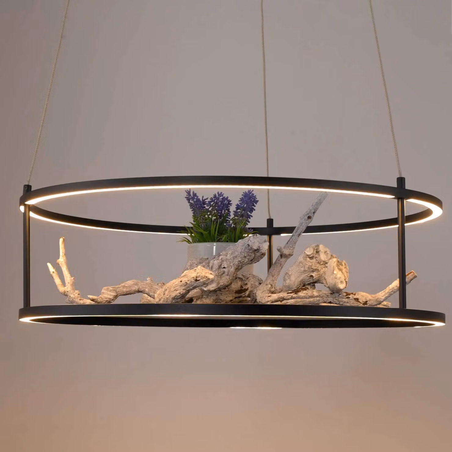Paul Neuhaus Lampada LED a sospensione Conni di Neuhaus, nera, Ø 50 cm Conni, dimmerabile, Nero, Soggiorno / Sala da pranzo, Metallo, Moderno