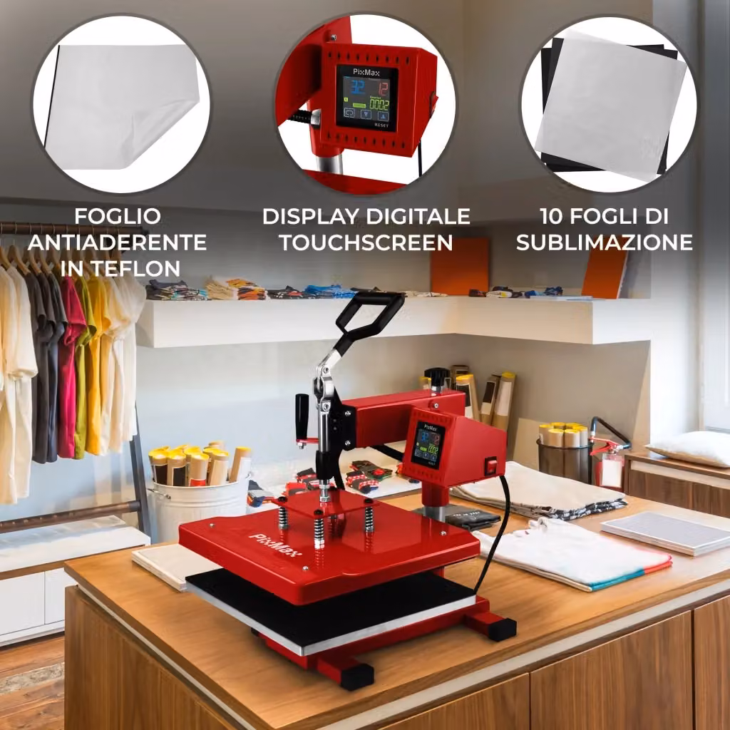 Stampante a pressa termica PixMax per sublimazione colore rosso – 2
