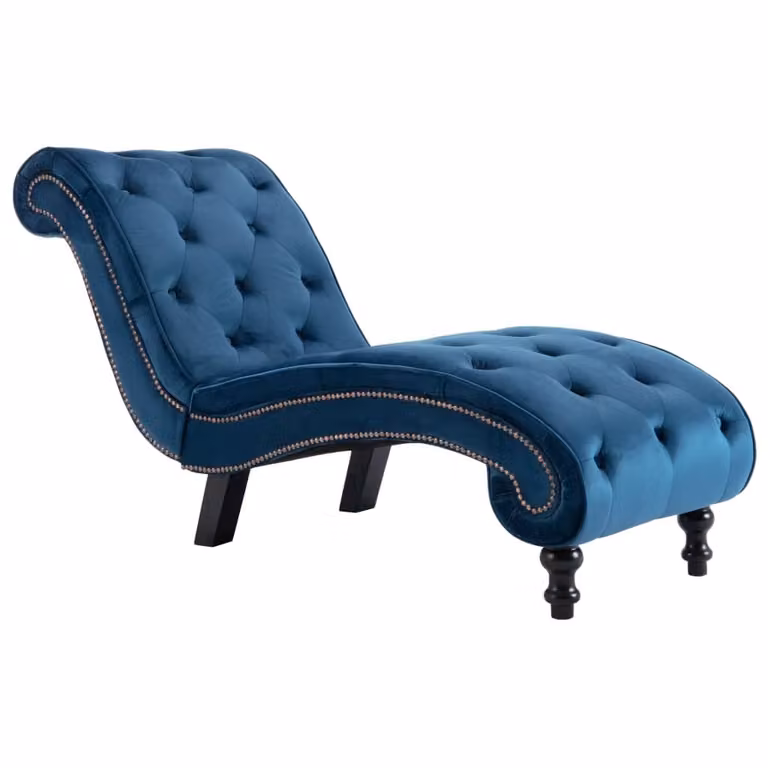 Sedia a Sdraio Blu in Velluto