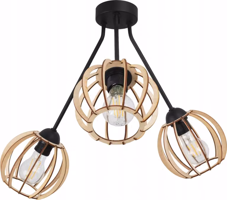 Lampadario moderno a sospensione con paralume in legno e LED - Elegante lampada a sospensione per il soggiorno