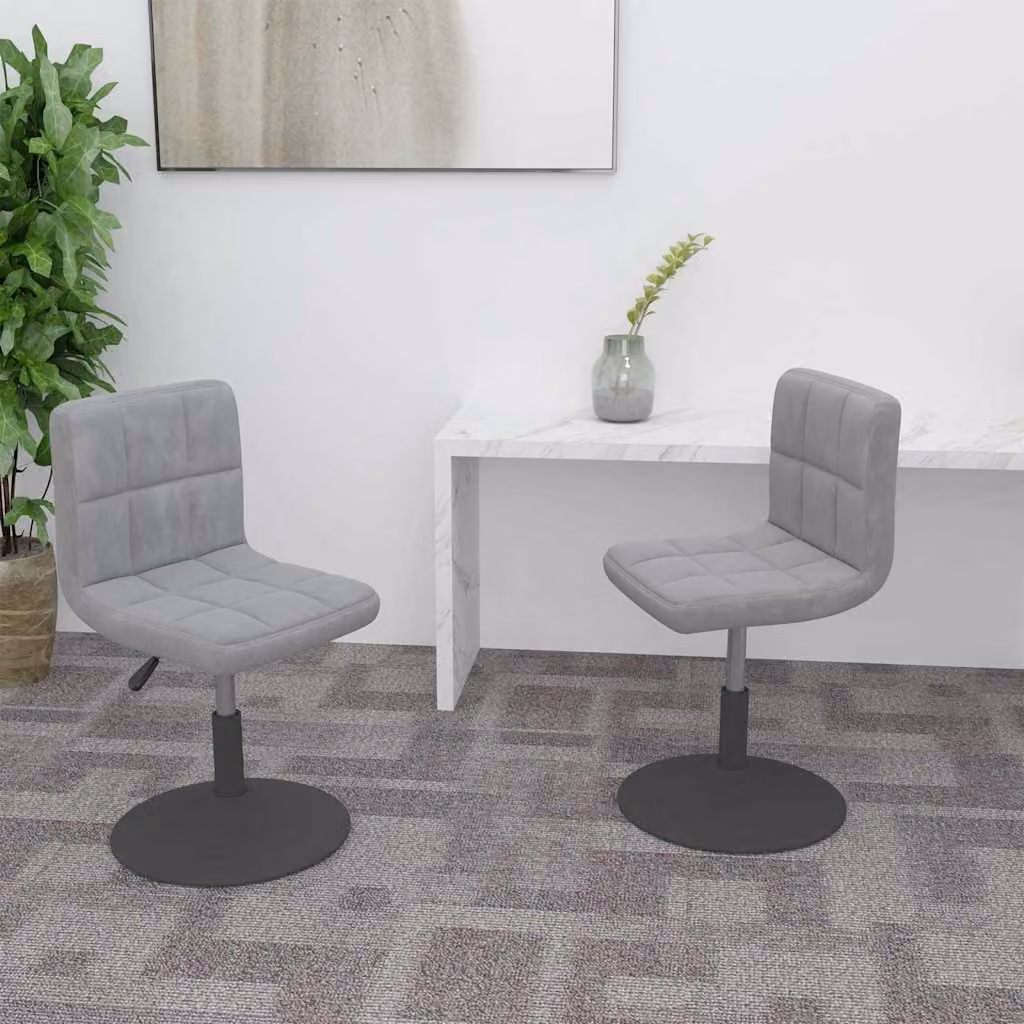 Set di 2 sedie da pranzo girevoli vidaXL in velluto grigio chiaro con design moderno