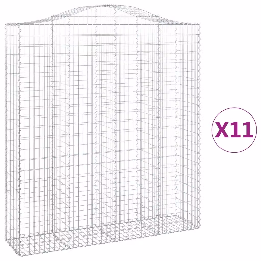 Set di 11 Cesti Gabbioni ad Arco vidaXL in Acciaio Zincato Argento L/P/H: 200 x 50 x 220/240 cm – 2