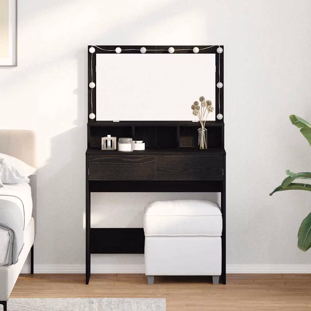 vidaXL Tavolo da Trucco Moderno in Rovere Nero, L 80 cm x P 41 cm x H 134,5 cm