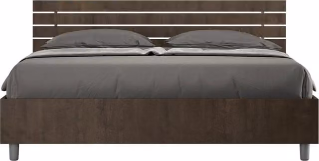 BS COM Letto matrimoniale contenitore 160x190 testata inclinata con doghe noce