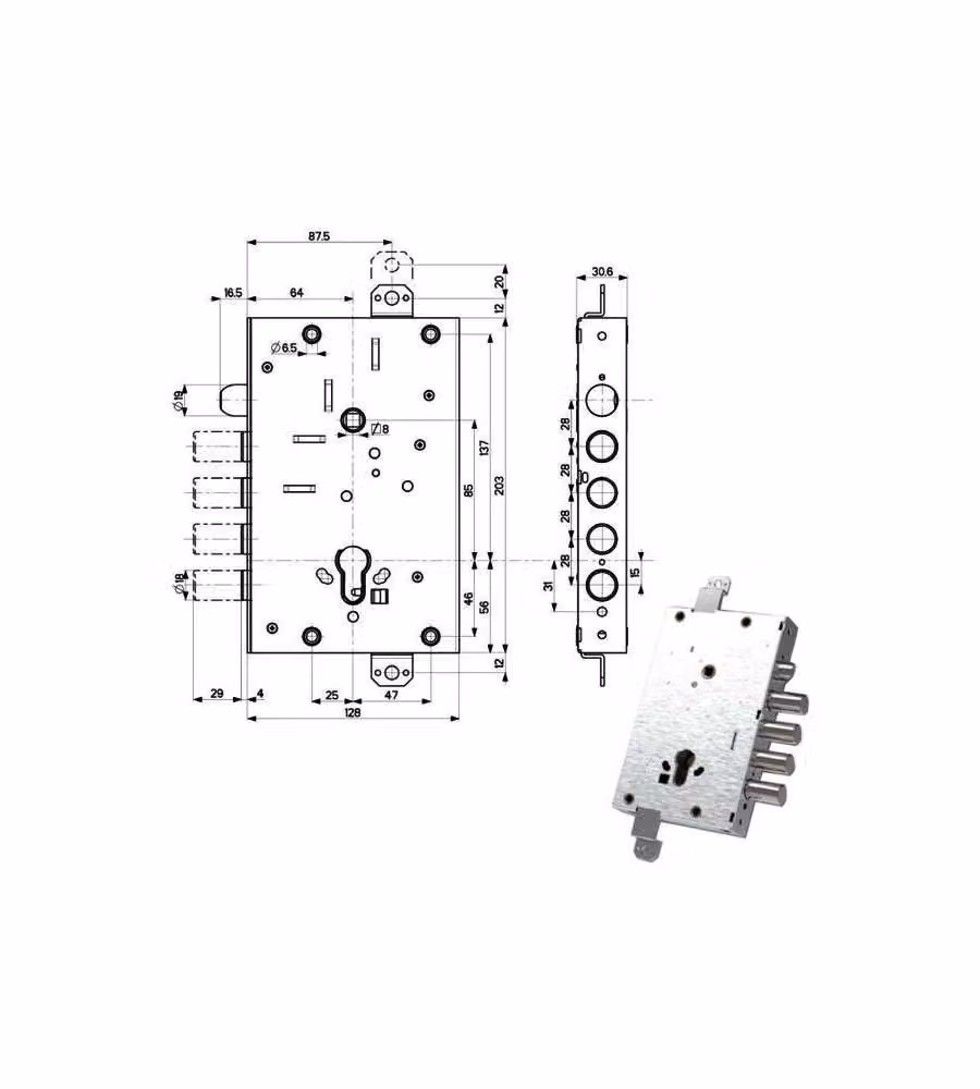 Serratura Sicura Triplice Int 28 82515 Mottura