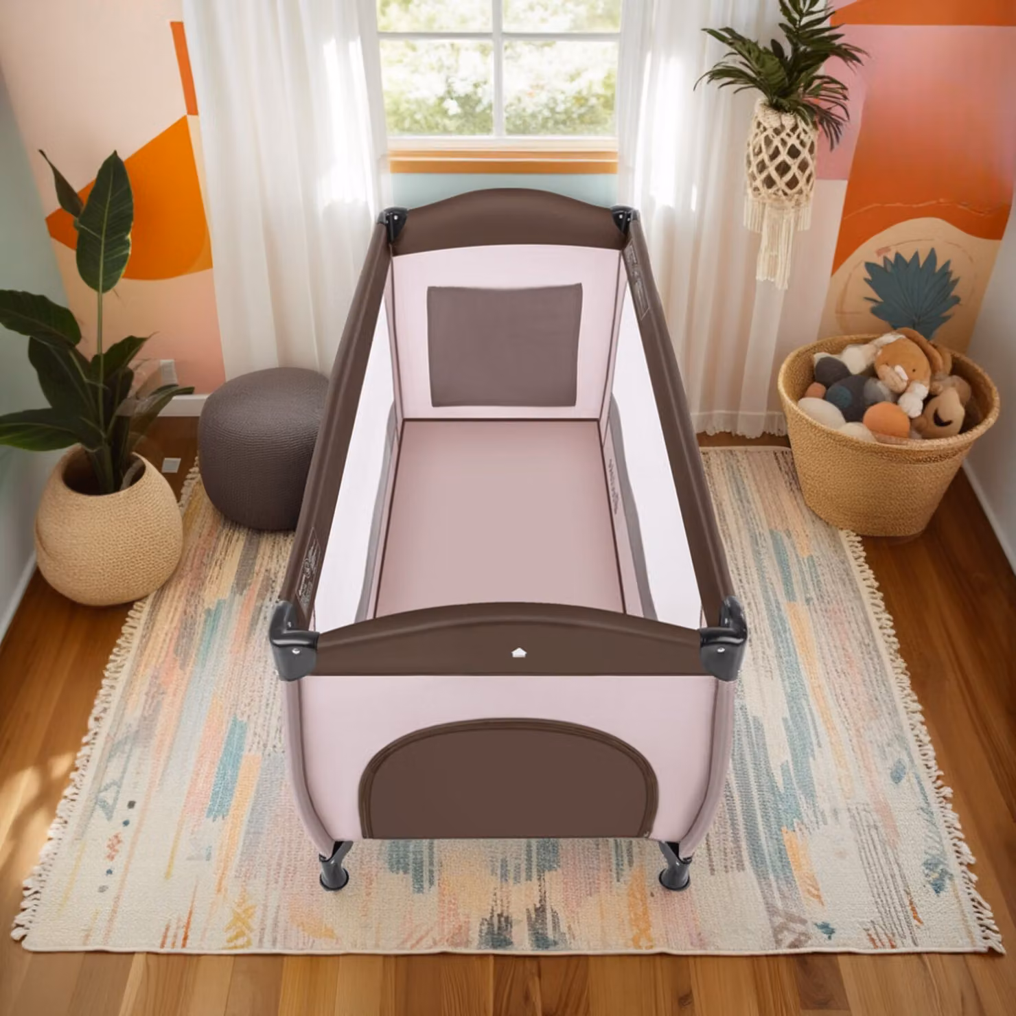 Lettino da viaggio pieghevole per bambini tectake, colore marrone, L: 126 cm, P: 65 cm, H: 80 cm – 2