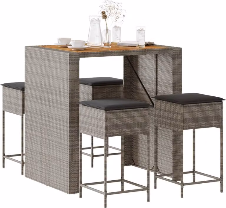 Maison Exclusive - Set da bar da giardino 5 pezzi con cuscini grigio in polyrattan