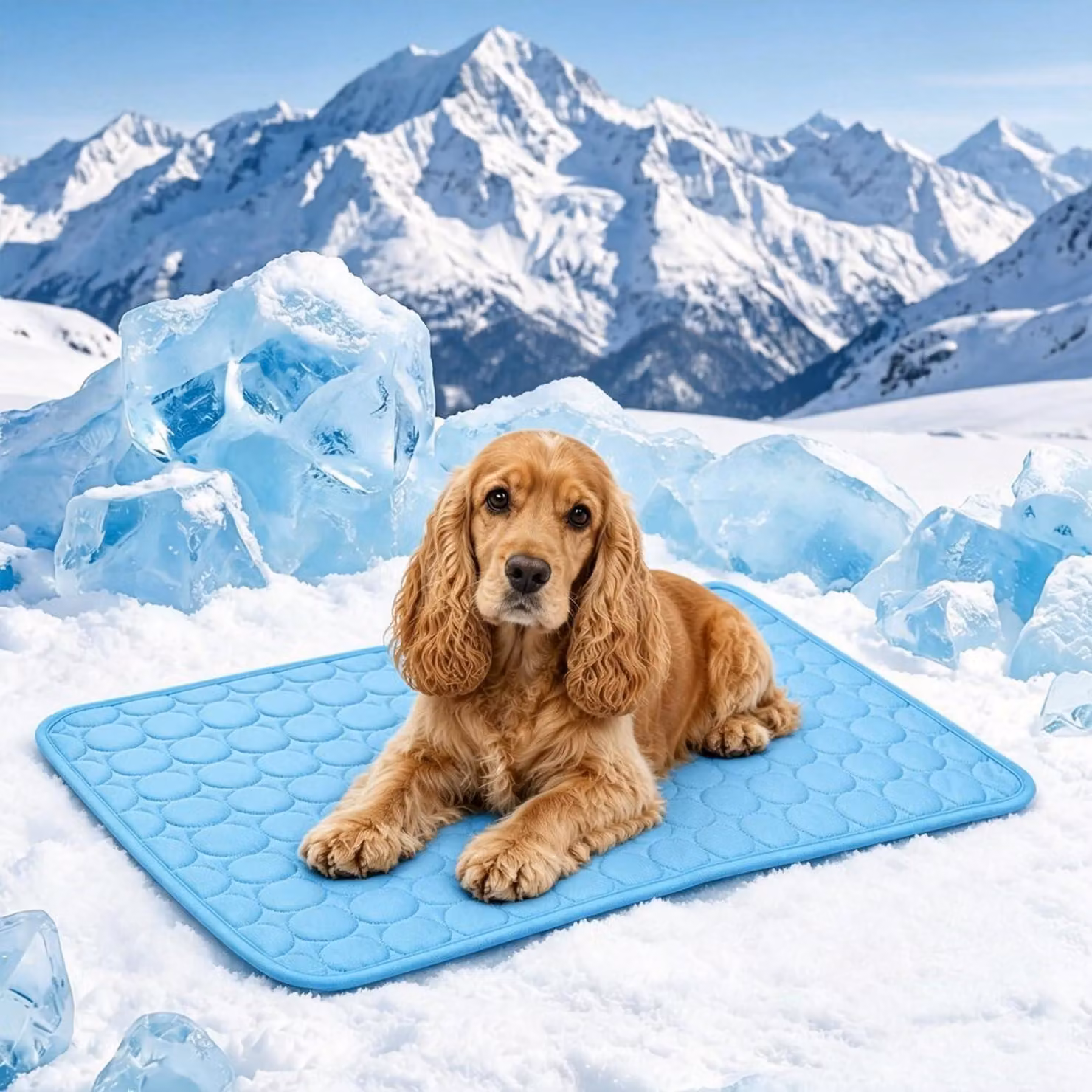 Tappetino refrigerante per cani e gatti, 70x55 cm, colore blu, auto-raffreddante