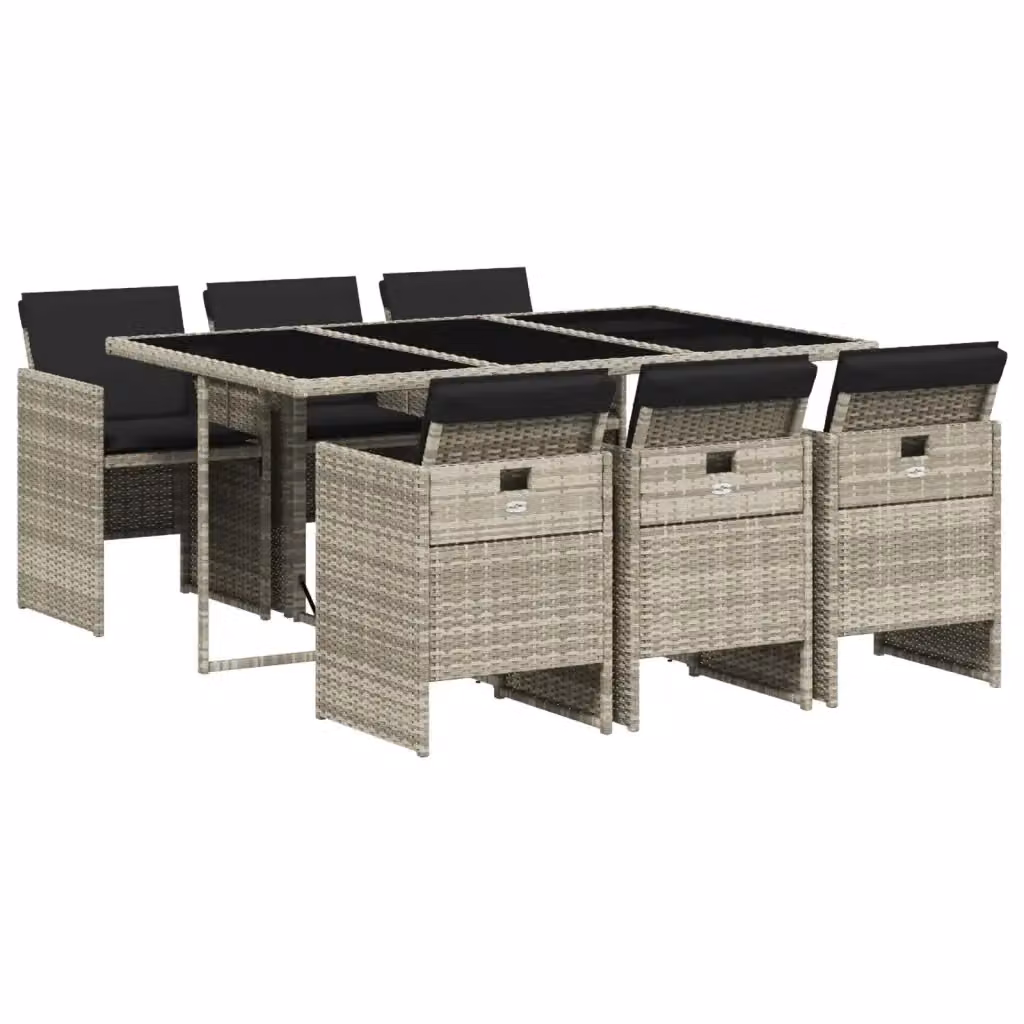 Set da pranzo da giardino vidaXL in polyrattan e vetro con 7 pezzi colore grigio antracite – 2