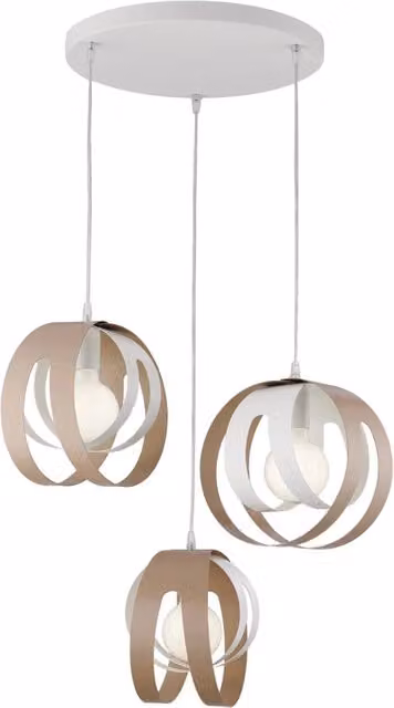 Lampada a sospensione Tobias Grau con 3 luci in metallo, colore bianco e beige, design moderno con altezza regolabile