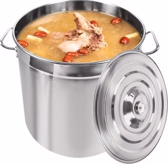 Grande pentola da cucina da 50 litri in acciaio inossidabile - pentola a soffietto con coperchio e ideale per goulash e campeggio