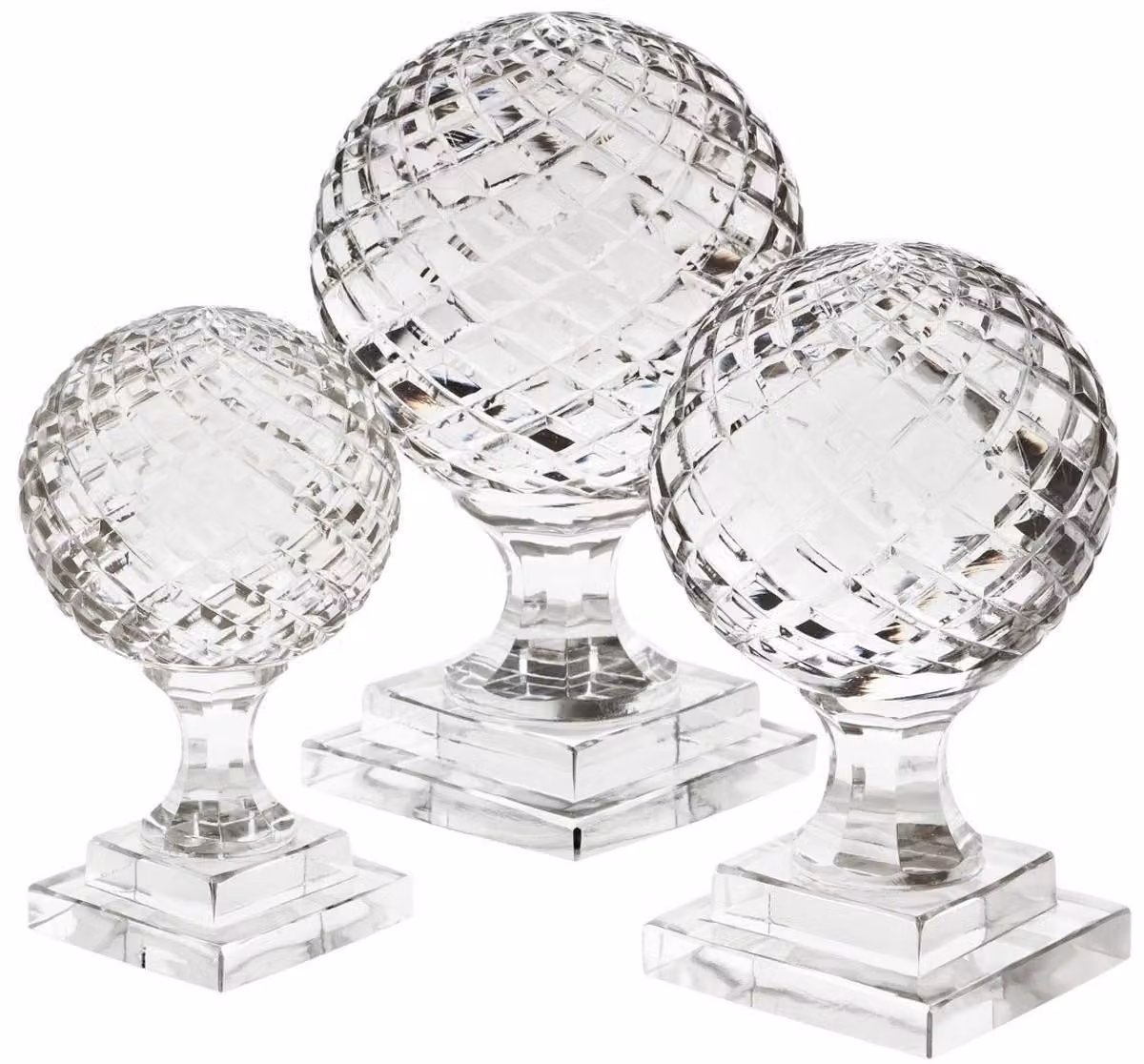 Casa Padrino set di sfere decorative in vetro - 3 sfere con base - decorazione della scrivania - decorazione del soggiorno - collezione