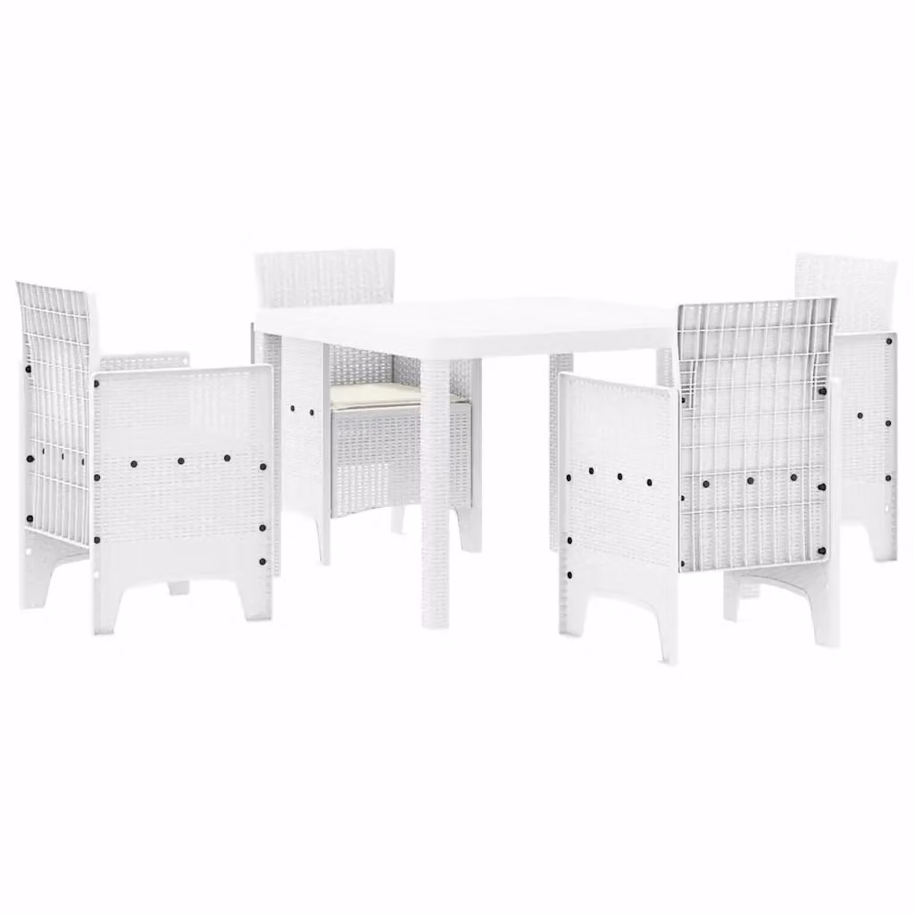 Set da pranzo per giardino e terrazzo vidaXL in rattan bianco 5 pezzi – 2