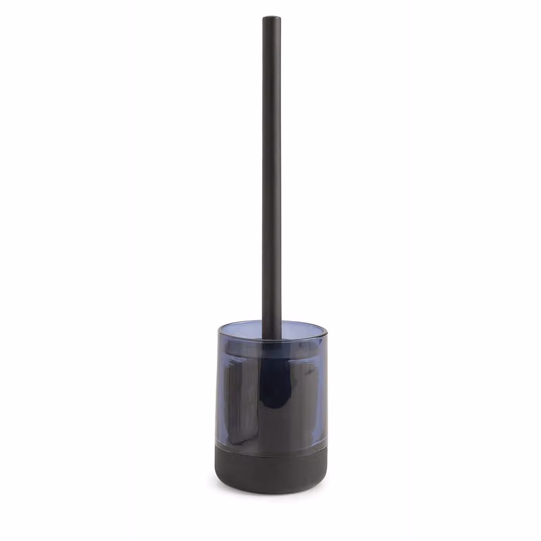 Scopino WC con ciuffo in setole d'appoggio in vetro e silicone NC33 Gedy serie NICOLE Blu