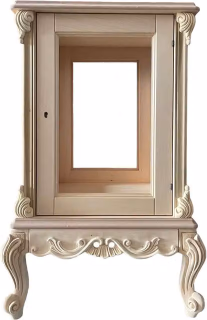 Vetrina classica in stile barocco con anta in vetro e serratura di Mobili 2G, legno grezzo, L: 59 cm, P: 59 cm, H: 91 cm