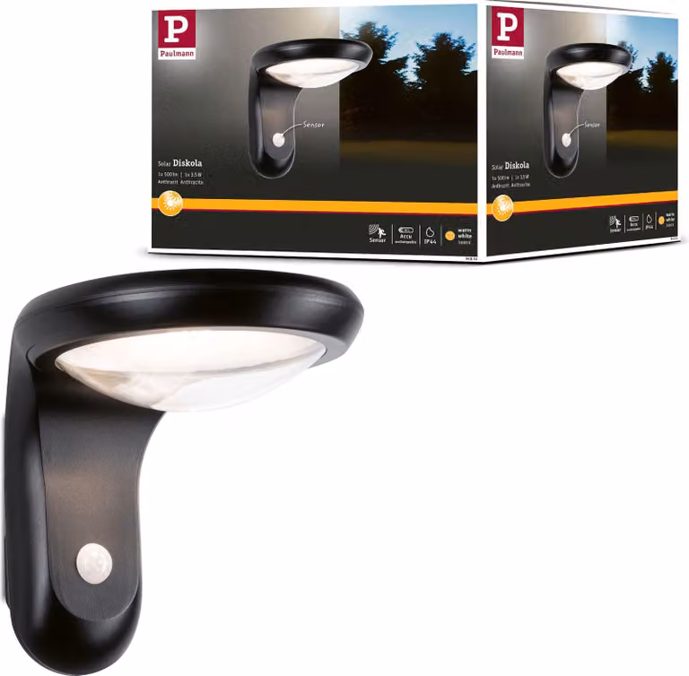 Paulmann Applique solare a LED per esterni Diskola Rilevatore di movimento crepuscolare (IR)