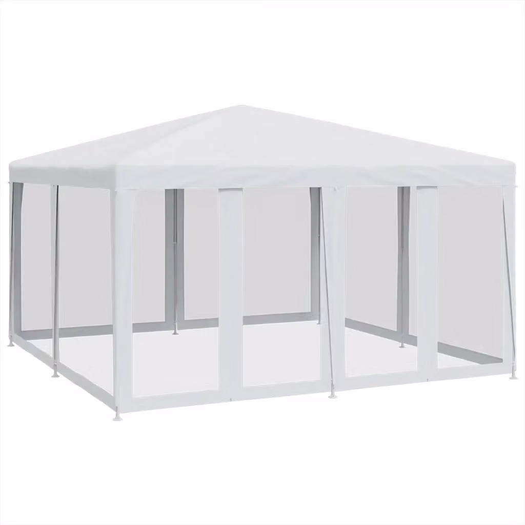 Tenda Gazebo per Feste Bianca con 8 Pareti Laterali in Rete L/P: 4 x 4 m – 2