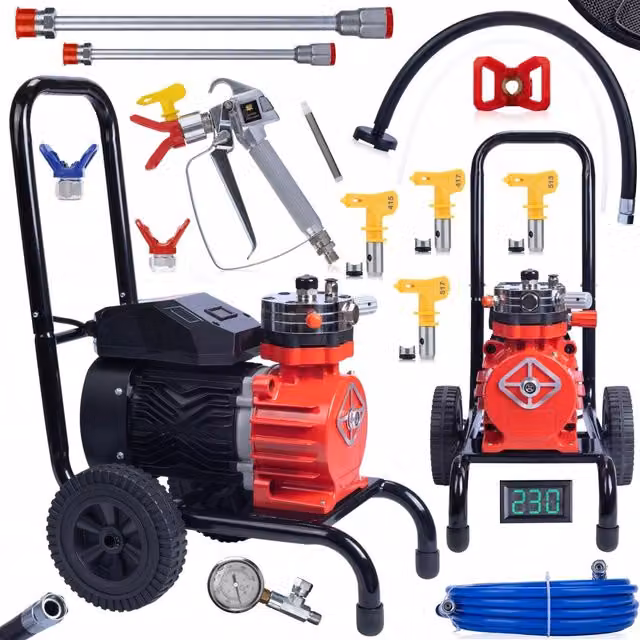 Agitatore per verniciatura airless Rosfix Strong Storm 1100 con motore da 3500W, 22MPA e 18L/min, set di accessori incluso e lancia di estensione in acciaio inossidabile
