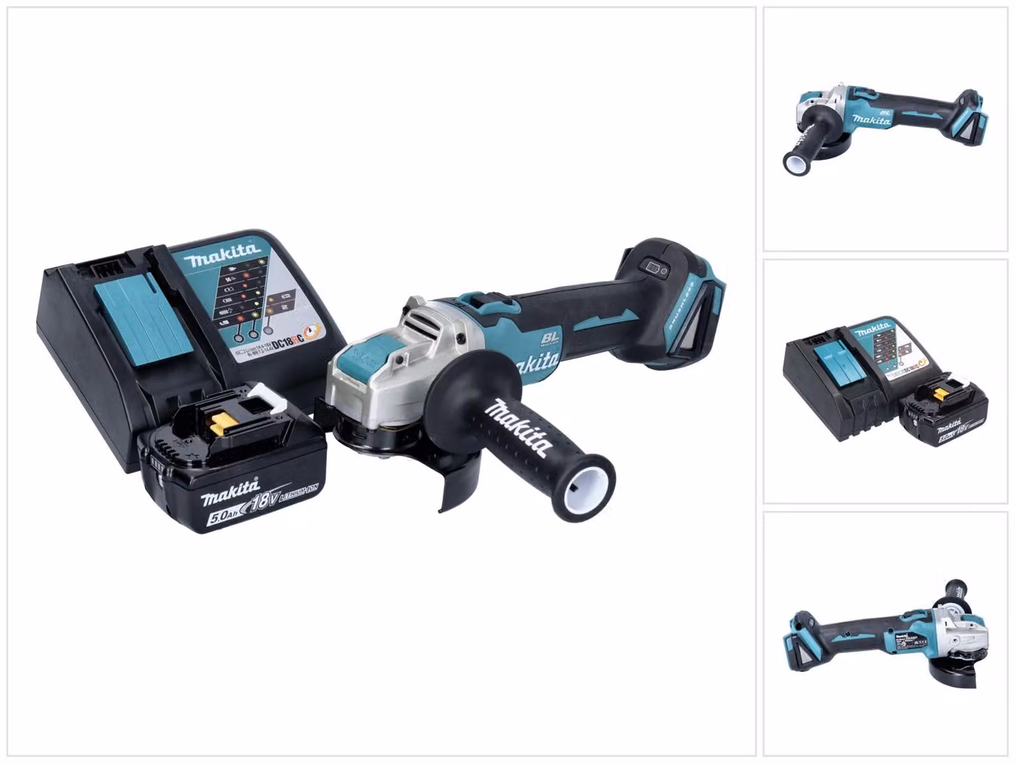 Smerigliatrice angolare a batteria Makita DGA 521 RT1X1 18 V 125 mm X-LOCK Brushless + 1 batteria ricaricabile 5,0 Ah + caricabatterie