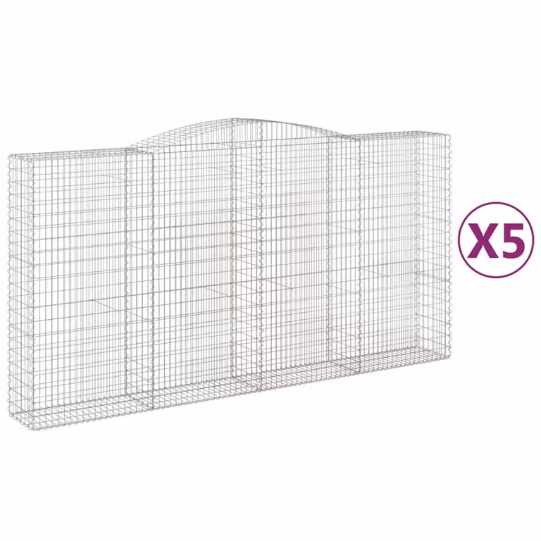 Cesti Gabbioni ad Arco 5 pz 400x50x200/220 cm Ferro Zincato