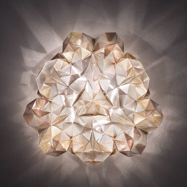 Slamp Plafoniera di design Drusa, Crema / Ambra, Soggiorno / Sala da pranzo, Plastica, Design, Plafoniera