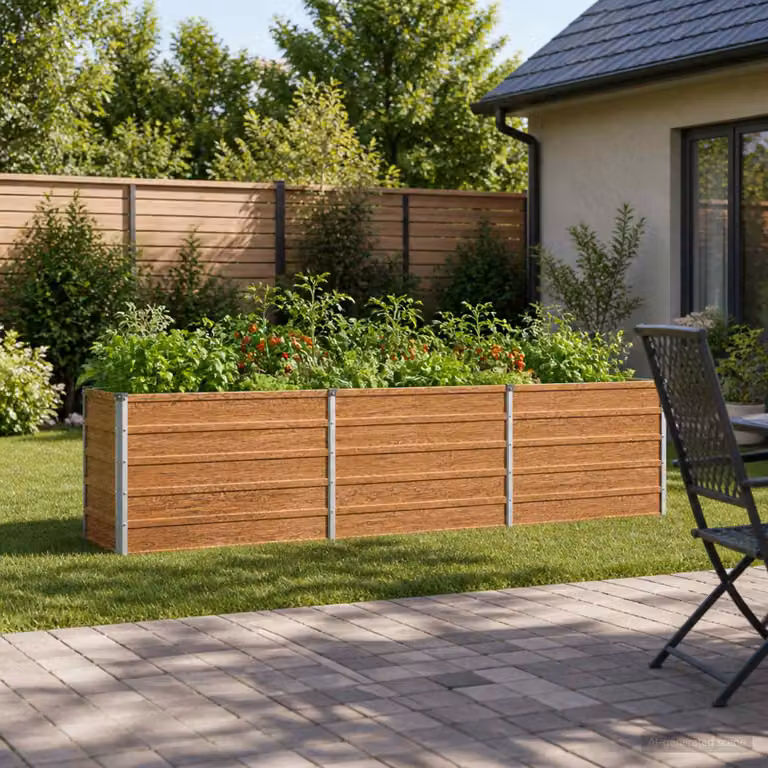 Letto rialzato da giardino vidaXL in metallo corten marrone L: 240 cm, P: 40 cm, H: 55 cm