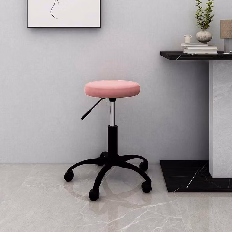 Sedia girevole da ufficio vidaXL in velluto rosa con base in metallo e ruote